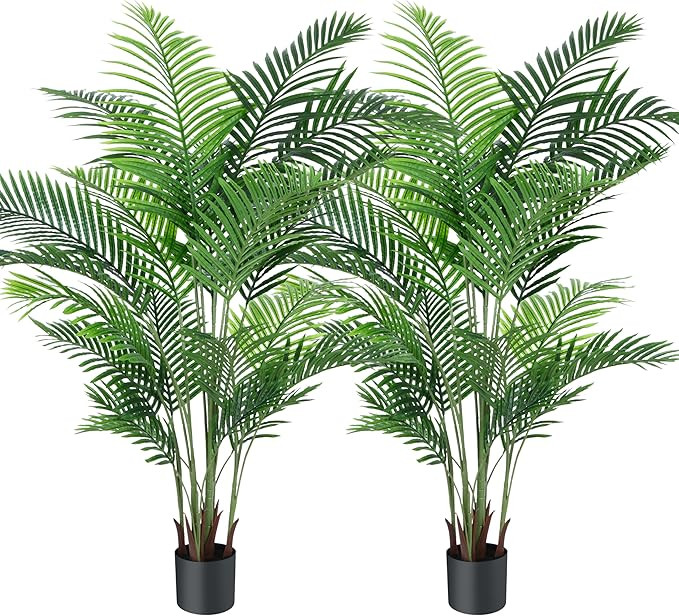 Fopamtri Artificial Areca Palm Tree 6 Foot UV Resistant Fake Palm Plant with 20 Trunks Potted Fau... | Amazon (US)