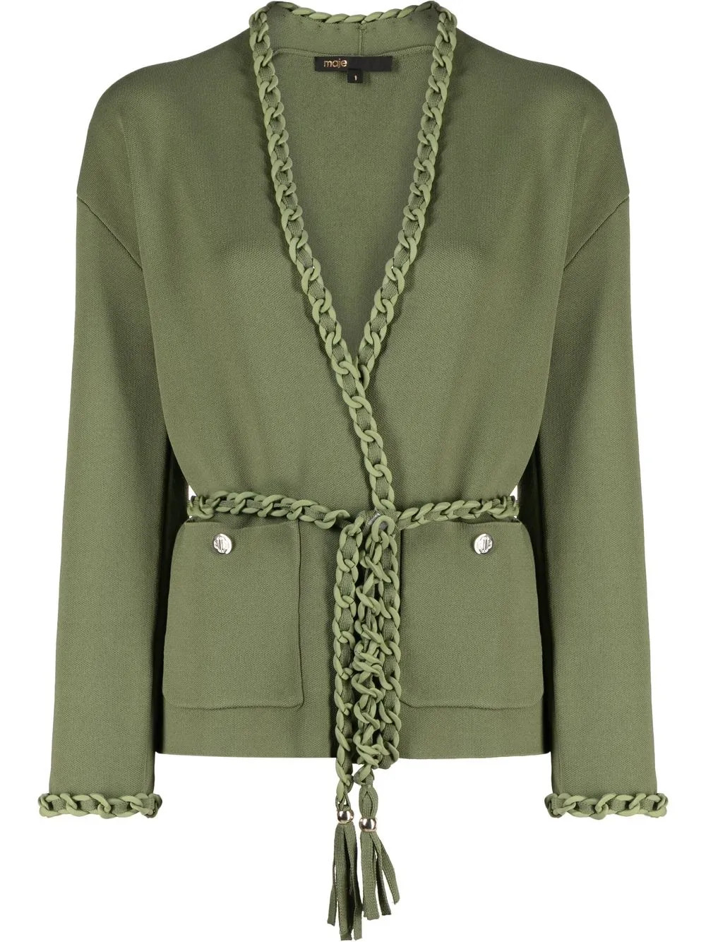 Maje braided-trim Wrap Cardigan - Farfetch | Farfetch Global