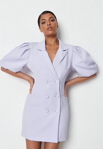Lilac Puff Sleeve Blazer Dress | Missguided (US & CA)