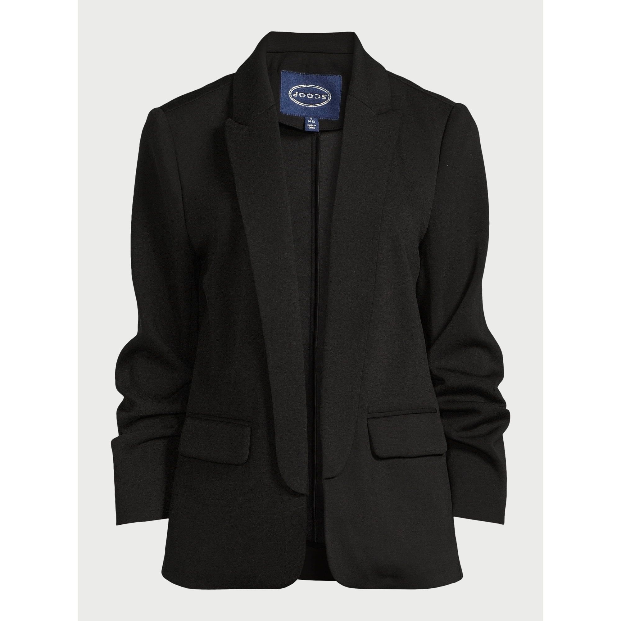 Scoop Women's Relaxed Ultimate ScubaKnit Stretch Blazer with Scrunch Sleeves, Sizes XS-XXL | Walmart (US)