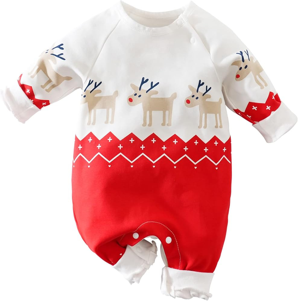 My First Christmas Baby Boy Girl Outfit Newborn Romper Infant Long Sleeve Xmas Santa Onesie Elf R... | Amazon (US)