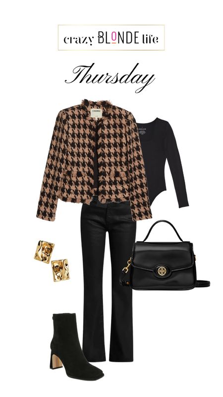 This beautiful houndstooth jacket from l’agence is perfect for fall! Style with black denim and black accessories and let the jacket steal the show! 

#LTKstyletip