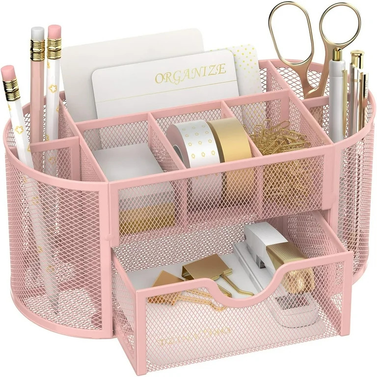 Small Mesh Makeup Organizer with Drawers, Multifunction Desk Organizer with 9 Compartments, Cosme... | Walmart (US)