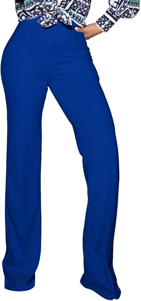 PINSV Women's High Waisted Stretchy Bootcut Pull On Dress Pants Casual Work Pants | Amazon (US)