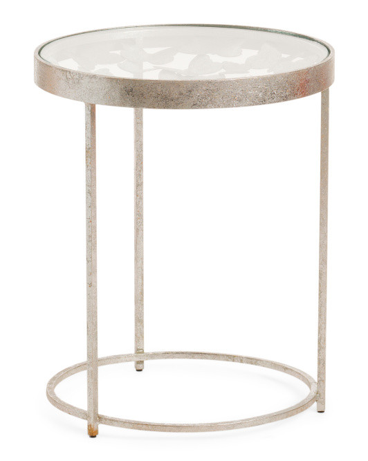 16x20 Butterfly Iron Side Table With Glass Tabletop | Furniture & Lighting | Marshalls | Marshalls