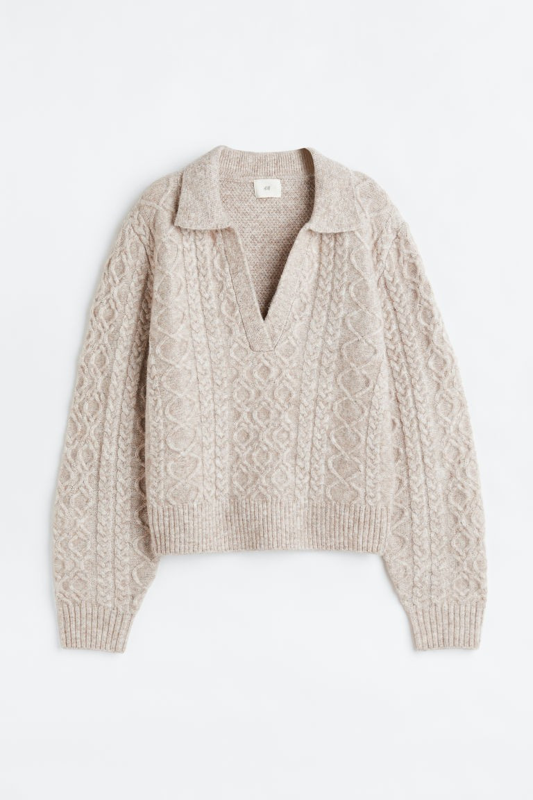 H & M - Cable-knit jumper - Beige | H&M (UK, MY, IN, SG, PH, TW, HK)