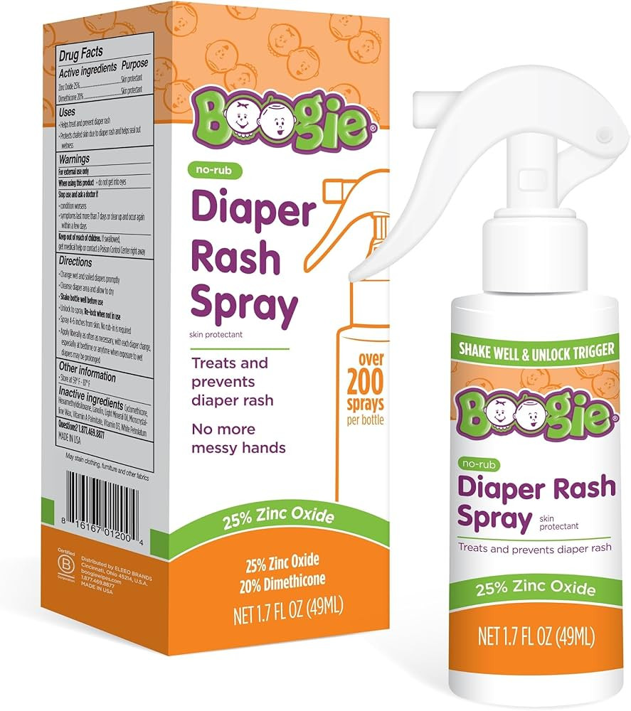 Boogie Diaper Rash Cream Spray for Baby, Travel Friendly No-Rub Touch Free Application for Sensit... | Amazon (US)