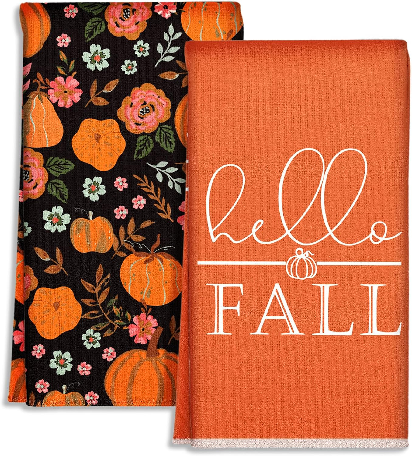 Miss Adola Fall Microfiber Kitchen Towels Set of 2, Oil Pumpkin | Amazon (US)