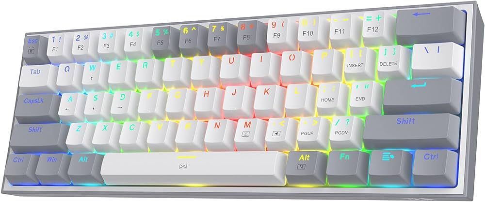Redragon K617 Fizz 60% Wired RGB Gaming Keyboard, 61 Keys Compact Mechanical Keyboard w/White and... | Amazon (US)