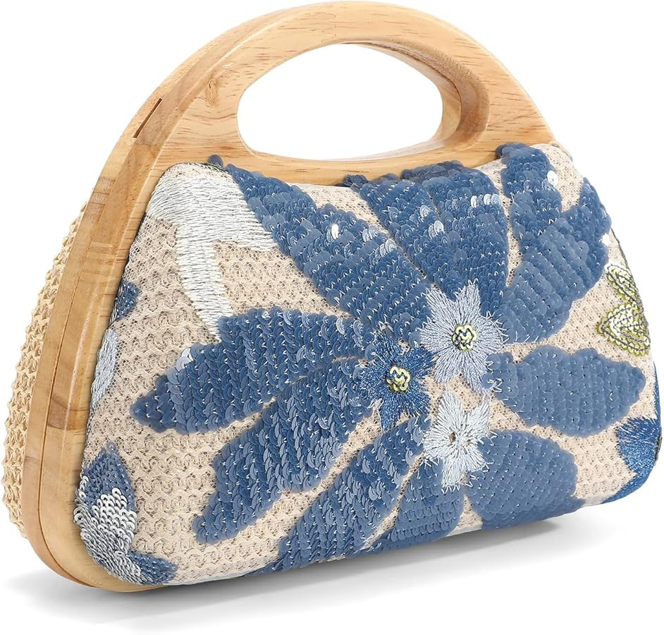 Floral Beaded Clutch Embroidery Sequin Beaded Purse Small Evening Clutch Purses for Women | Amazon (US)
