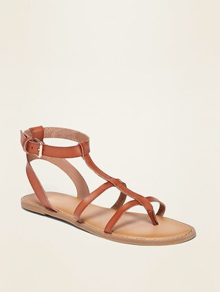 Strappy Faux-Leather Gladiator Sandals for Women | Old Navy (US)