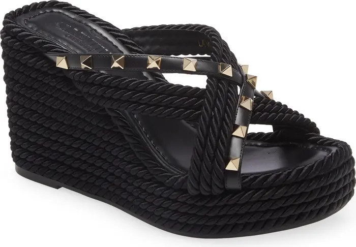 Valentino Rockstud Torchon Espadrille Wedge Sandal (Women) | Nordstrom