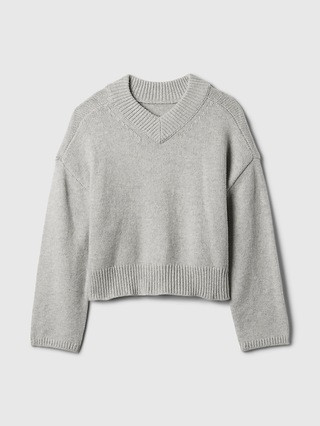 CashSoft Cropped High V-Neck Sweater | Gap (CA)
