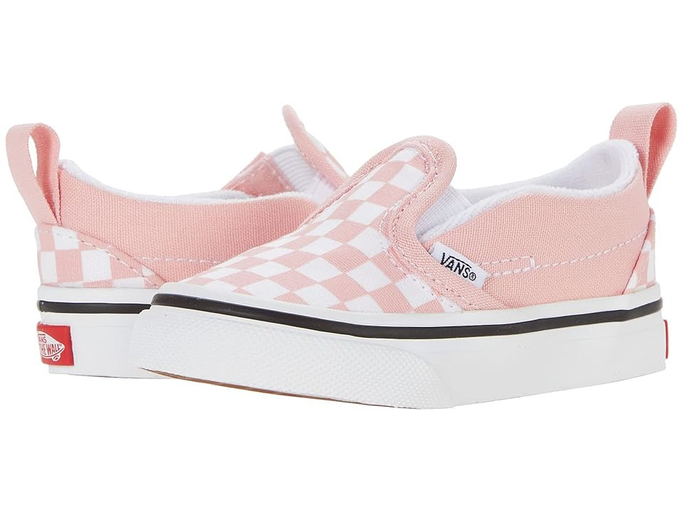 Vans Kids Slip-On V (Infant/Toddler) ((Checkerboard) Powder Pink/True White) Kids Shoes | Zappos
