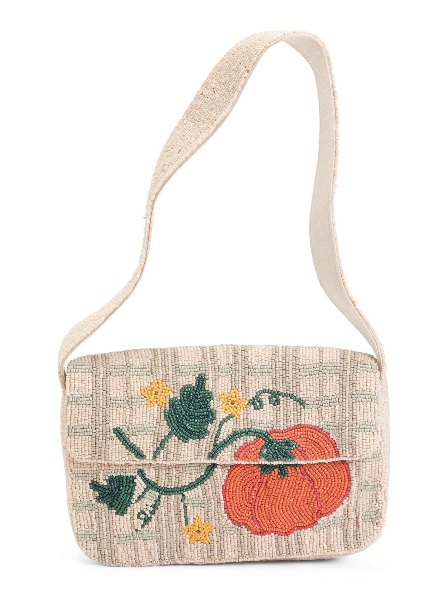 Pumpkin Motif Fully Beaded Shoulder Bag | TJ Maxx