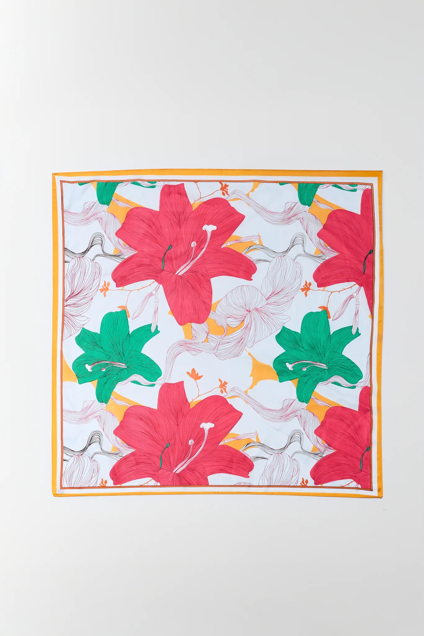 Selena Red Floral Print Scarf | Avara