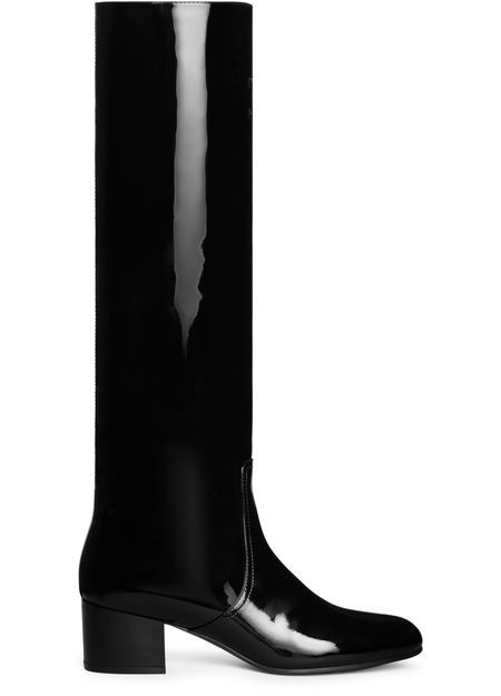 Les bottes Celine Triomphe high boot in patent calfskin | 24S US