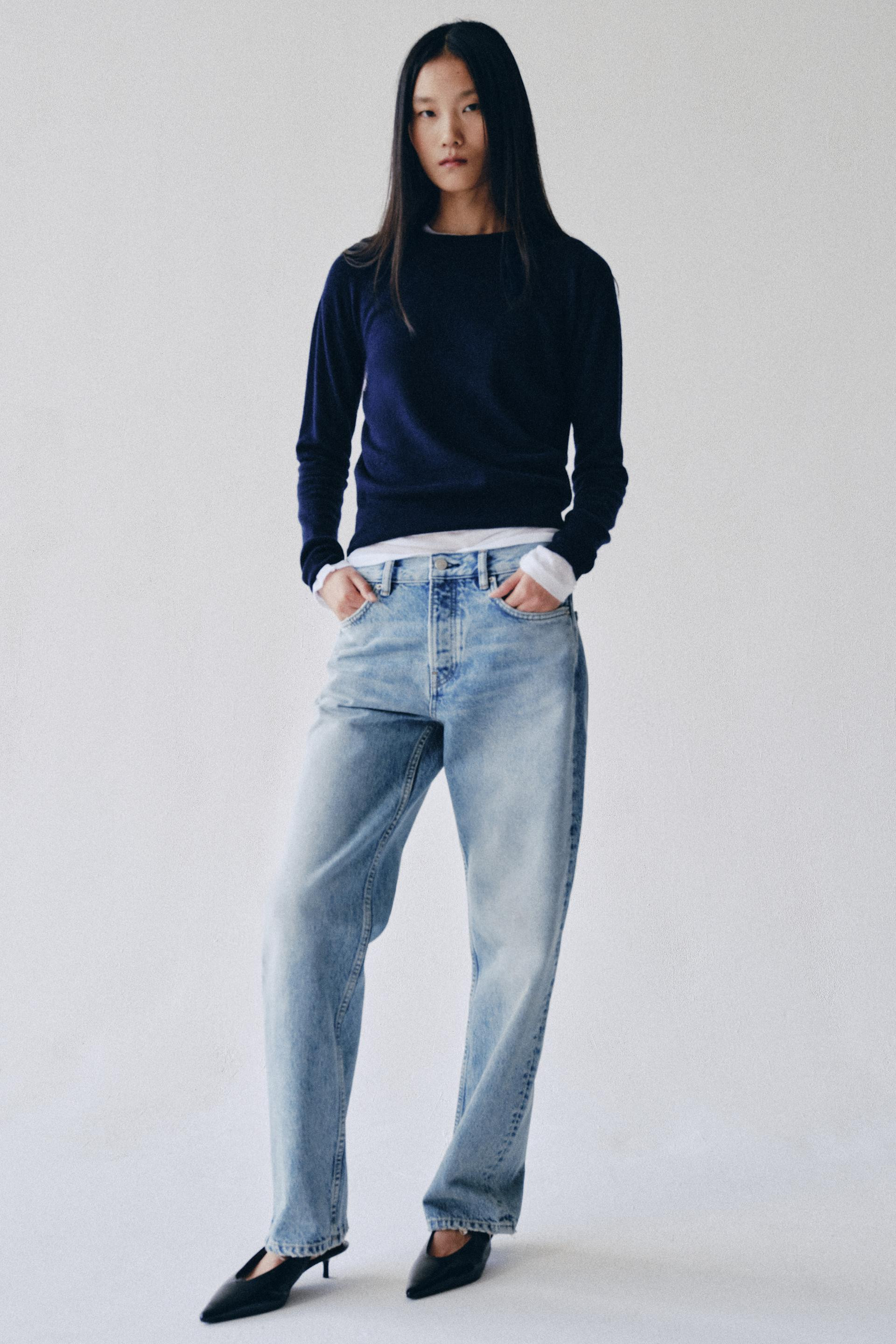 Zara - Zw Collection Baggy Mid-Rise Jeans - Women - Blue - Women | Zara US