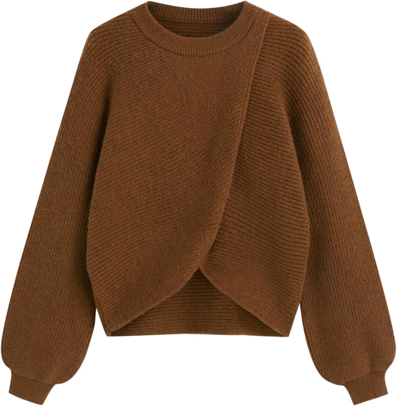 CIDER Cropped Sweaters for Women Wrap Lantern Long Sleeve Cozy Sweaters | Amazon (US)