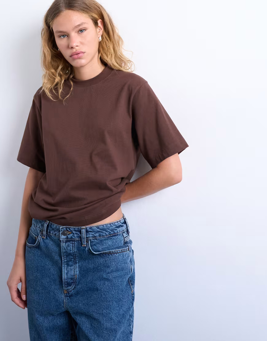 Topshop premium basic short sleeve tee in chocolate brown | ASOS (Global)