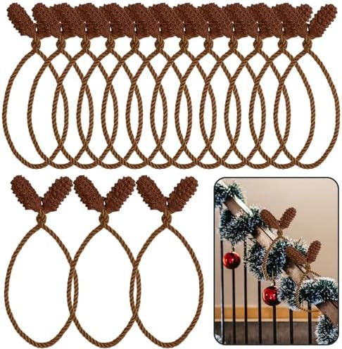 DIYASY Garland Ties for Banister, 12 Pcs Brown Decorative Twist Ties for Stairs Reusable & Flexib... | Amazon (US)
