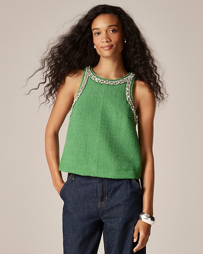 Embellished tweed tank top | J. Crew US