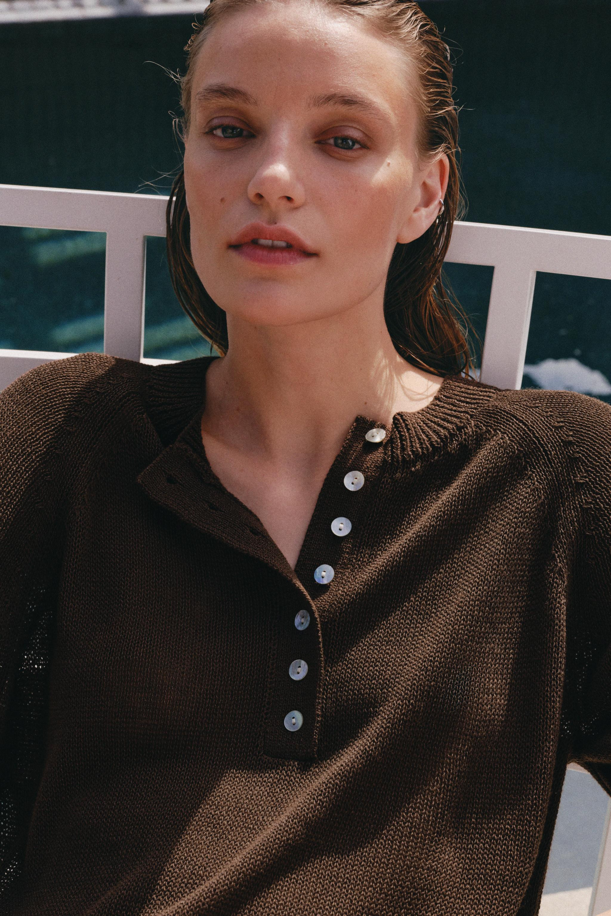 SHORT SLEEVE KNIT JUMPER WITH BUTTONS | Zara UK