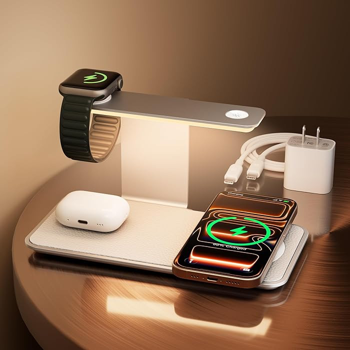 GUSGU 3 in 1 Charging Station, Gray
        for MagSafe Wireless Charger, 15W Max Fast Charging, ... | Amazon (US)