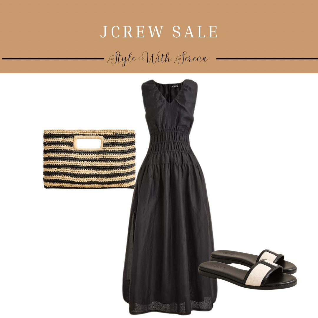 Jcrew sale, Jcrew style, spring dress, black dress, sandals, vacation outfit 

#LTKStyleTip #LTKSaleAlert #LTKFindsUnder100