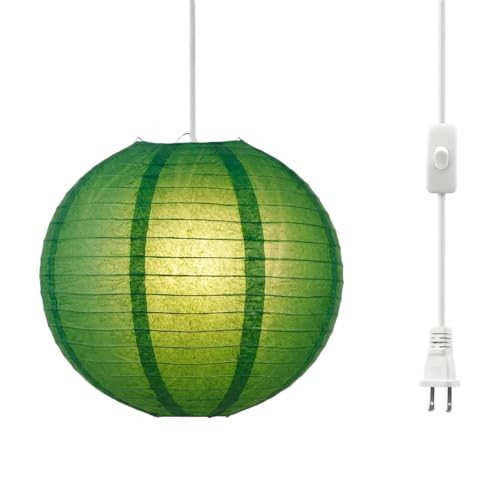 FEHEED 12 Inch Plug-in Paper Lantern Green Pendant Light, Rice Paper Lamp | Amazon (US)