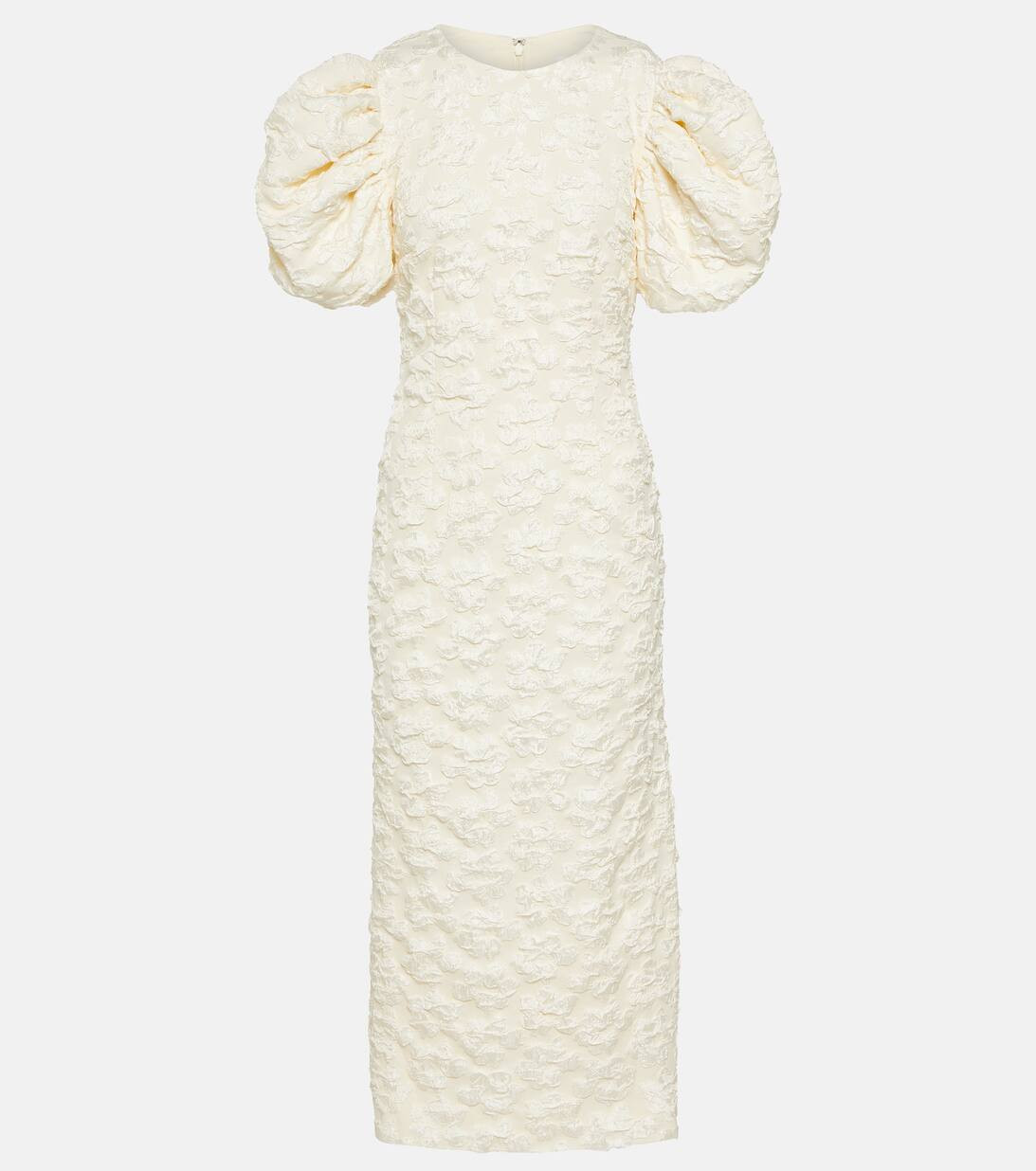 Jacquard puff-sleeve midi dress | Mytheresa (UK)