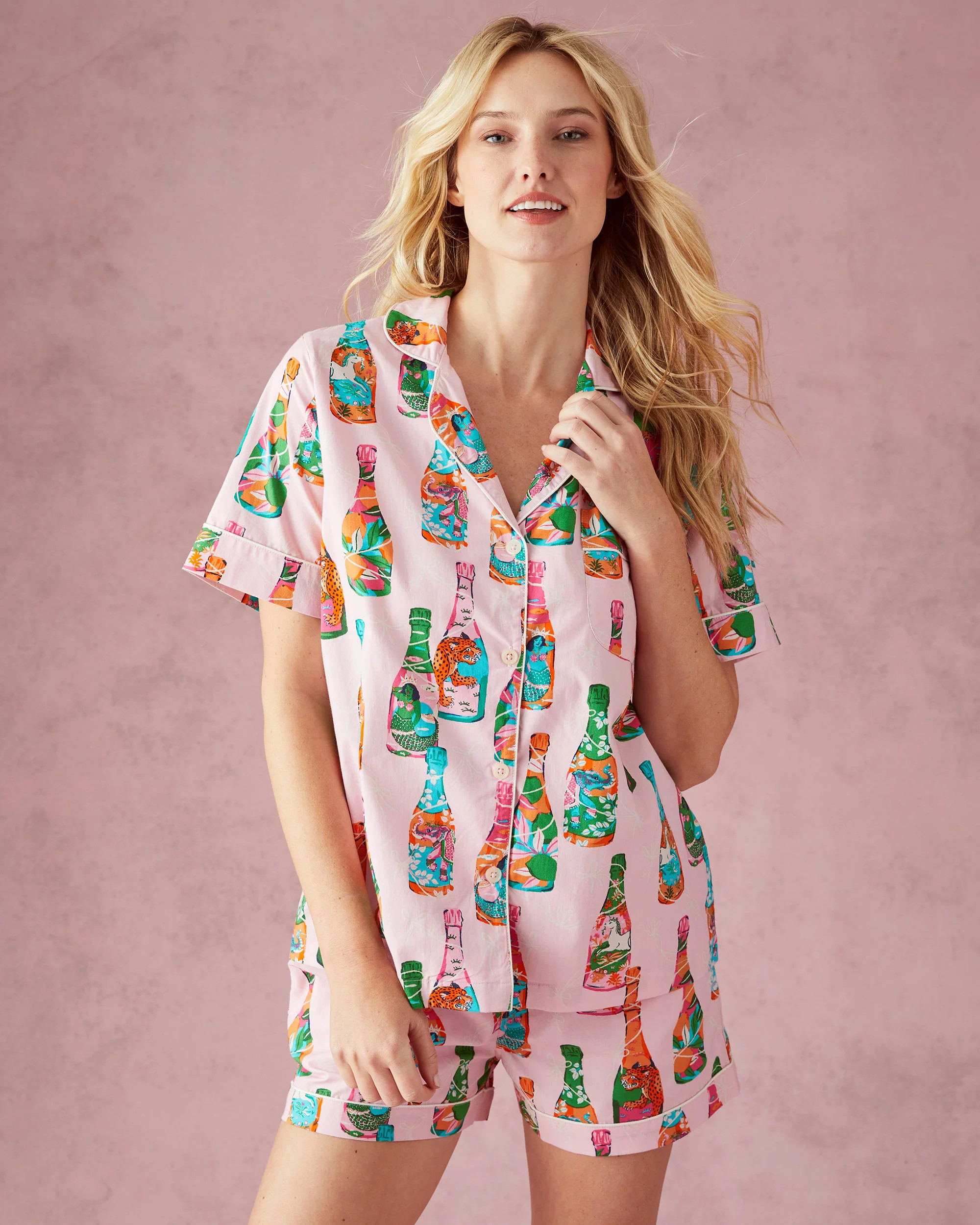 Pop the Bubbly - Short PJ Set - Sparkling Rosé | Printfresh