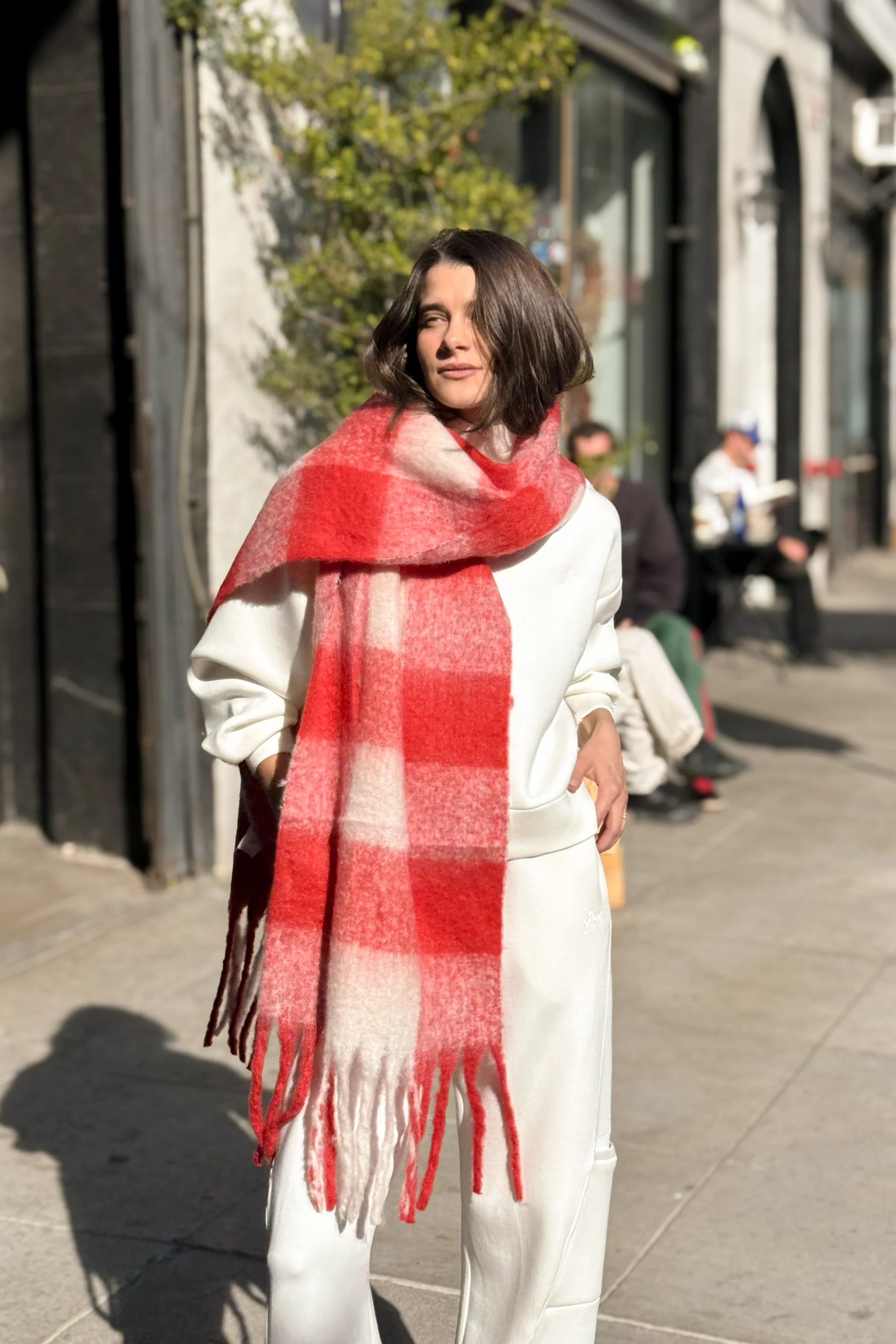 Leah Oversized Blanket Scarf — Red | Yellow The Label