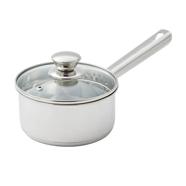 Mainstays Stainless Steel 1-Quart Saucepan with Straining Lid | Walmart (US)
