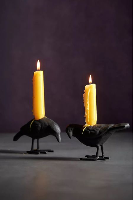 Crow Candle Holder by Anthropologie. Anthro home living crow candle holder, perfect decent spooky decor. Great for any Halloween party. 

#LTKSeasonal #LTKhome #LTKparties