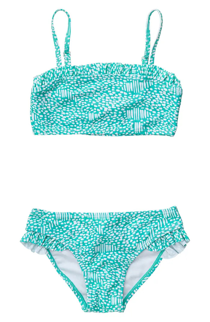 Snapper Rock Kids' Spearmint Spot Frill Bandea Two-Piece Swimsuit | Nordstrom | Nordstrom