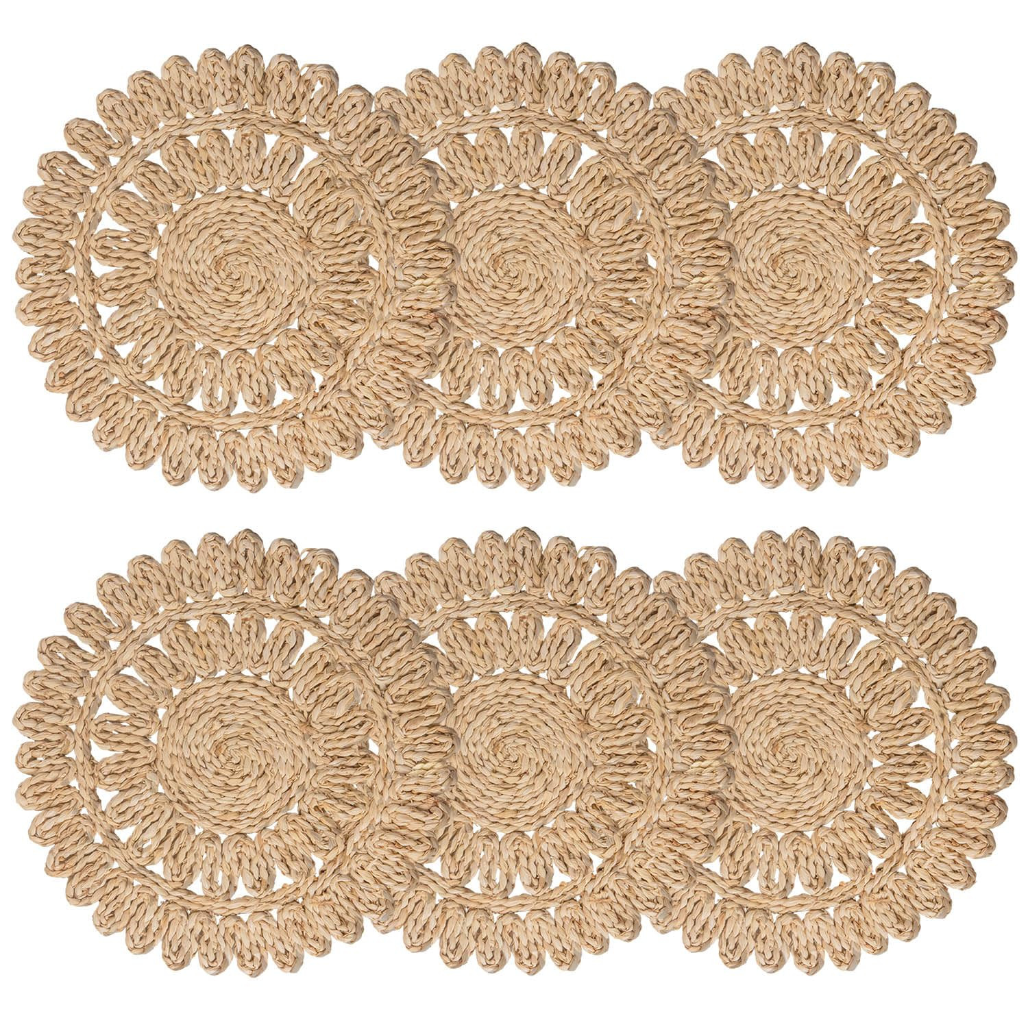 13.8" Round Corn Husk Placemats | Boho Woven Rattan Table Mats | Natural Spring Farmhouse Plate C... | Amazon (US)