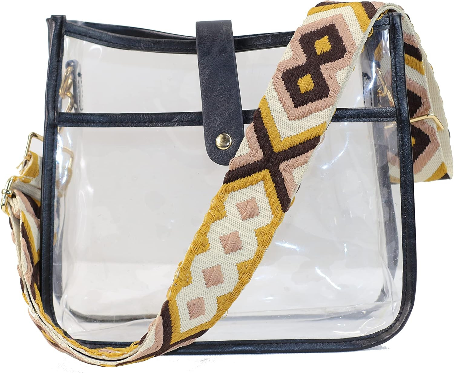 PKONEWNO Clear Bag Stadium Approved Clear Crossbody Purse Bag Clear Messenger Bag with Guitar Str... | Amazon (US)