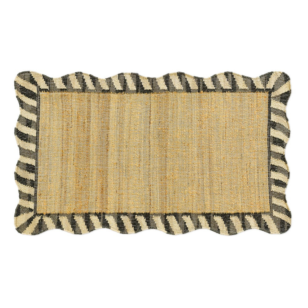 Jute Scalloped Black and White 3' x 5' Rug | MacKenzie-Childs