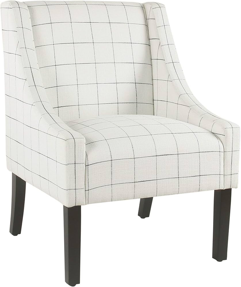 HomePop Modern Swoop Arm Accent Chair, White Windowpane | Amazon (US)
