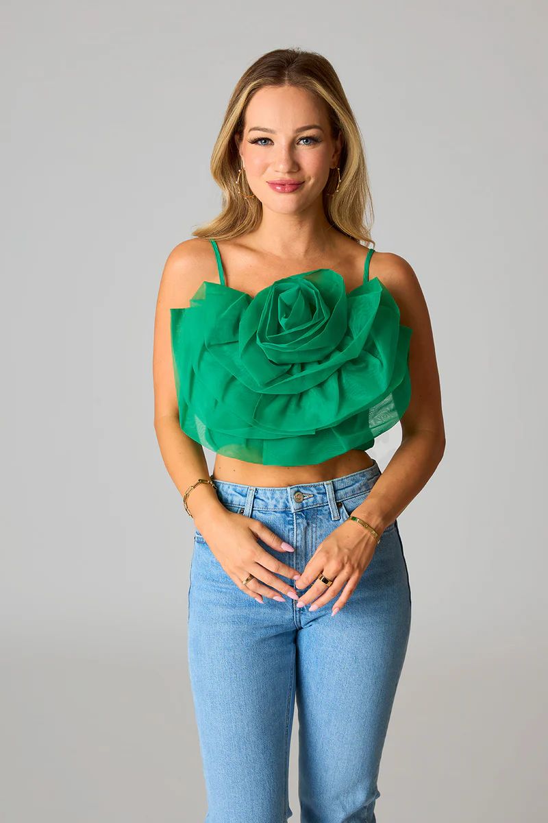 Petal Flower Applique Tank Top - Spruce | BuddyLove