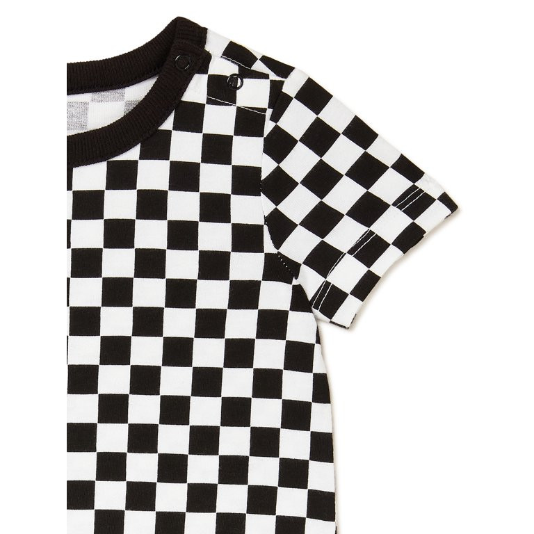 Wonder Nation Baby Boys Knit Check Romper, Sizes 0-24M - Walmart.com | Walmart (US)