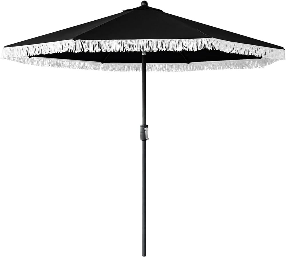 Tempera 9ft Auto Tilt Patio Umbrellas with Fringe, Outdoor Market Umbrellas with Fade Resistant C... | Amazon (US)