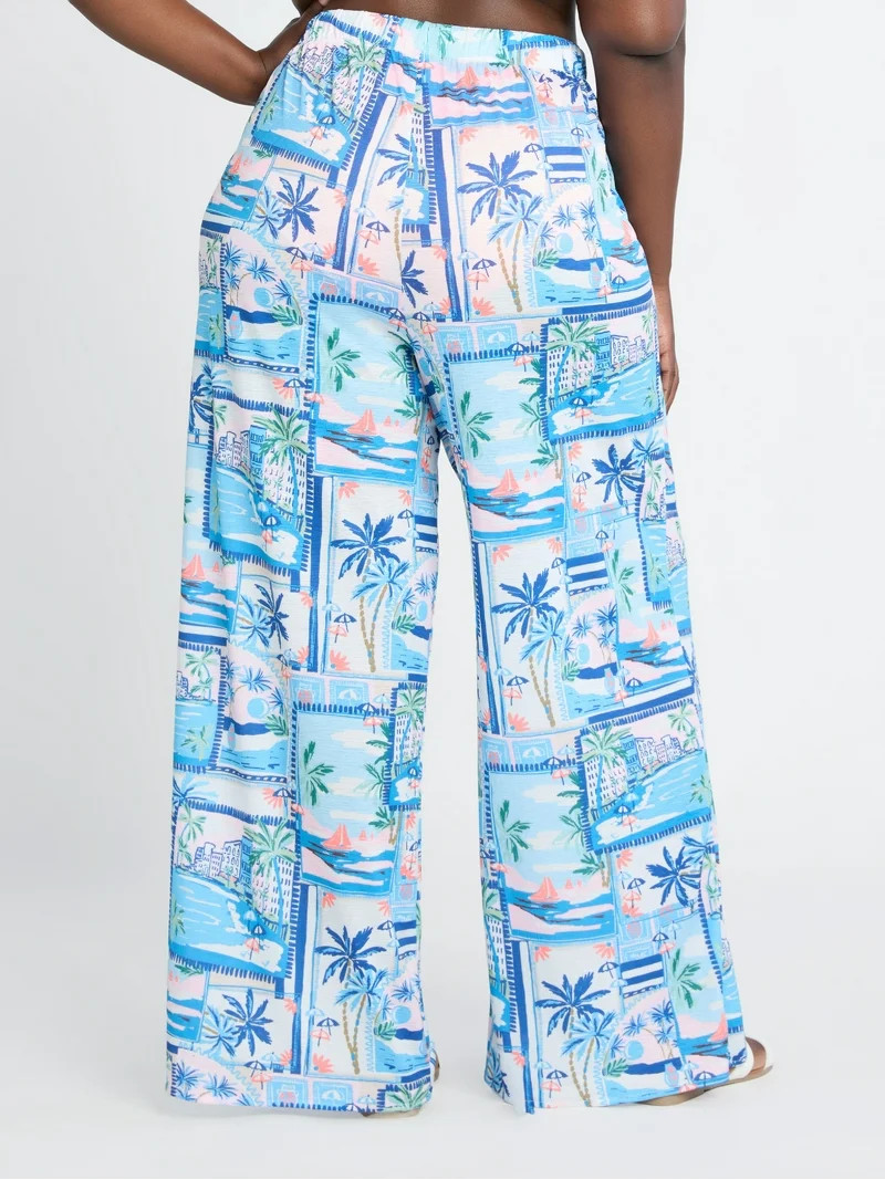 Time and Tru Women’s and Women’s Plus Scenic Print Coverup Pants, Sizes XS-3X | Walmart (US)