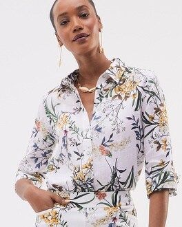 No Iron™ Linen Floral 3/4 Sleeve Shirt | Chico's