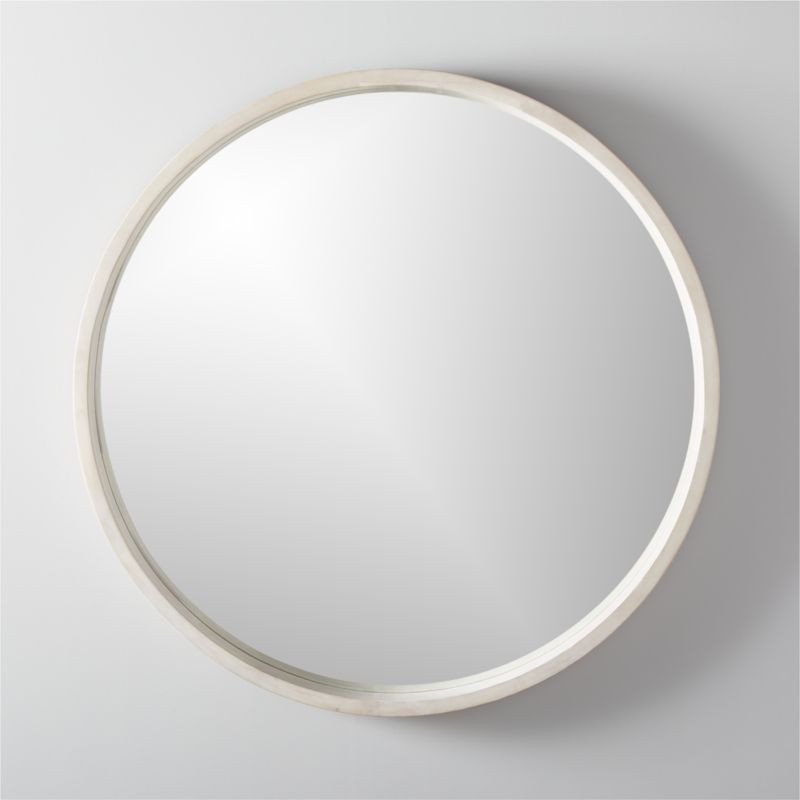 Acacia White Wash Round Wall Mirror 40" + Reviews | CB2 | CB2
