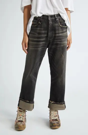 R13 Cuffed Ex-Boyfriend Jeans in Abbey Black at Nordstrom Rack, Size 26 | Nordstrom Rack