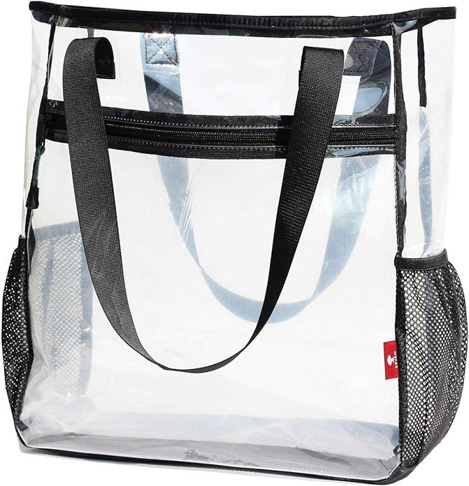 Large Clear Tote Bags Heavy-duty Shoulder Bag Transparent Handbag Travel Beach Work Gym Stadium A... | Amazon (US)