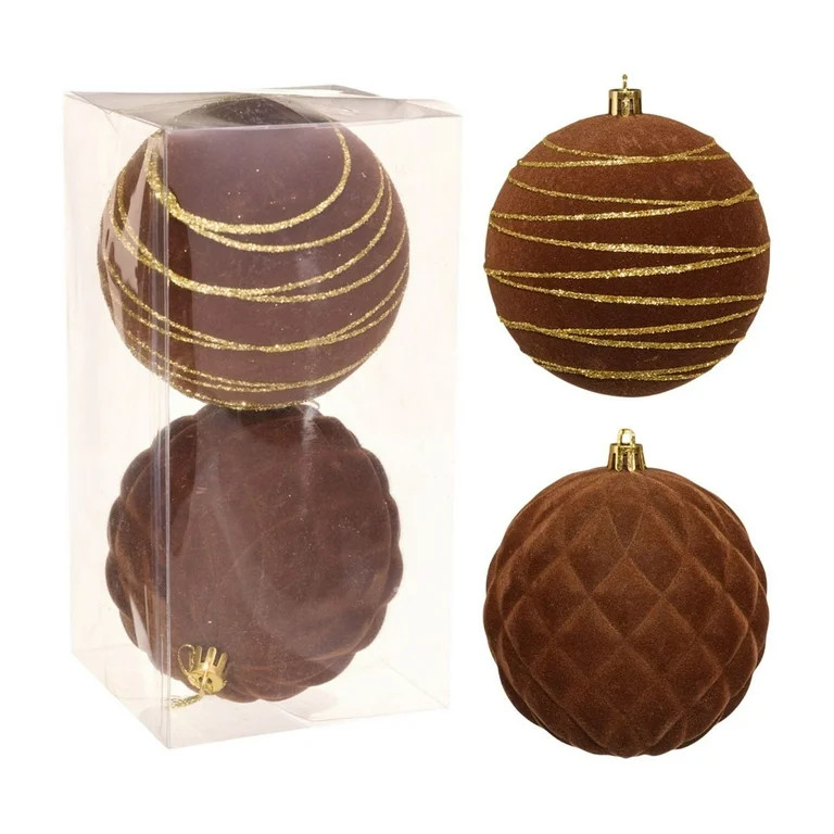 Btomtd 2pcs 3.94"/10cm Boutique Flocked Christmas Balls, Premium Velvet Xmas Tree Ball Ornaments ... | Walmart (US)