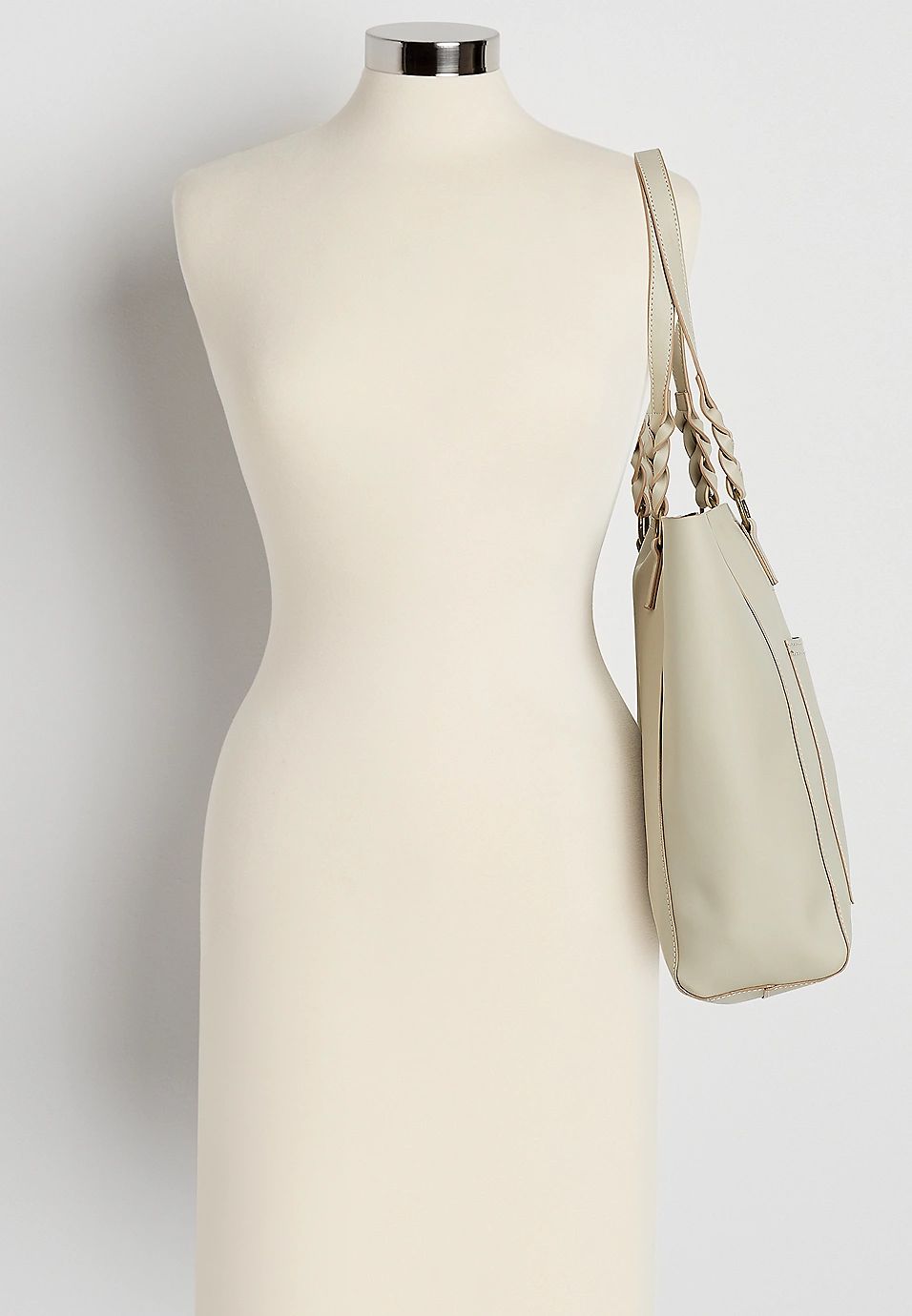 Taupe Braided Strap Tote Bag | Maurices